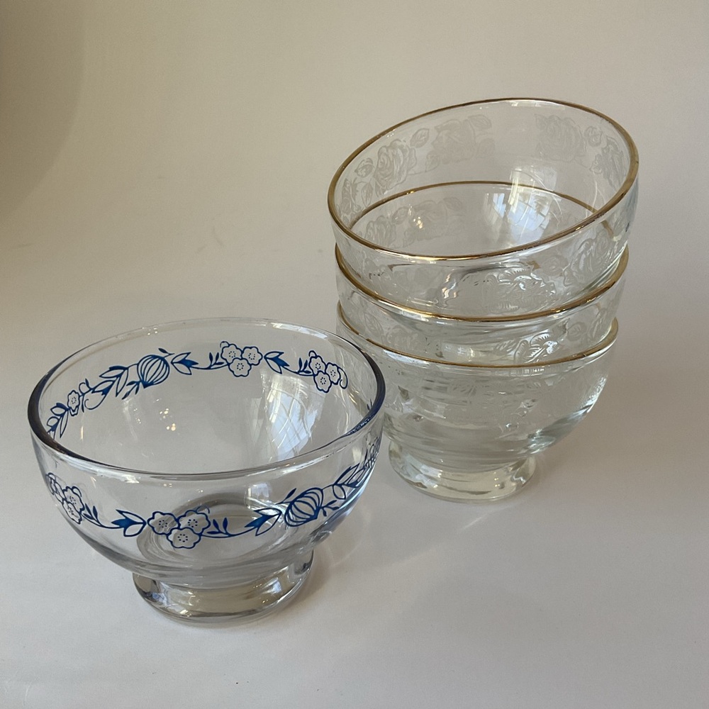 Dominion Glass Dessert Bowls Ice Cream Custard Dishes Set of 4 Vintage